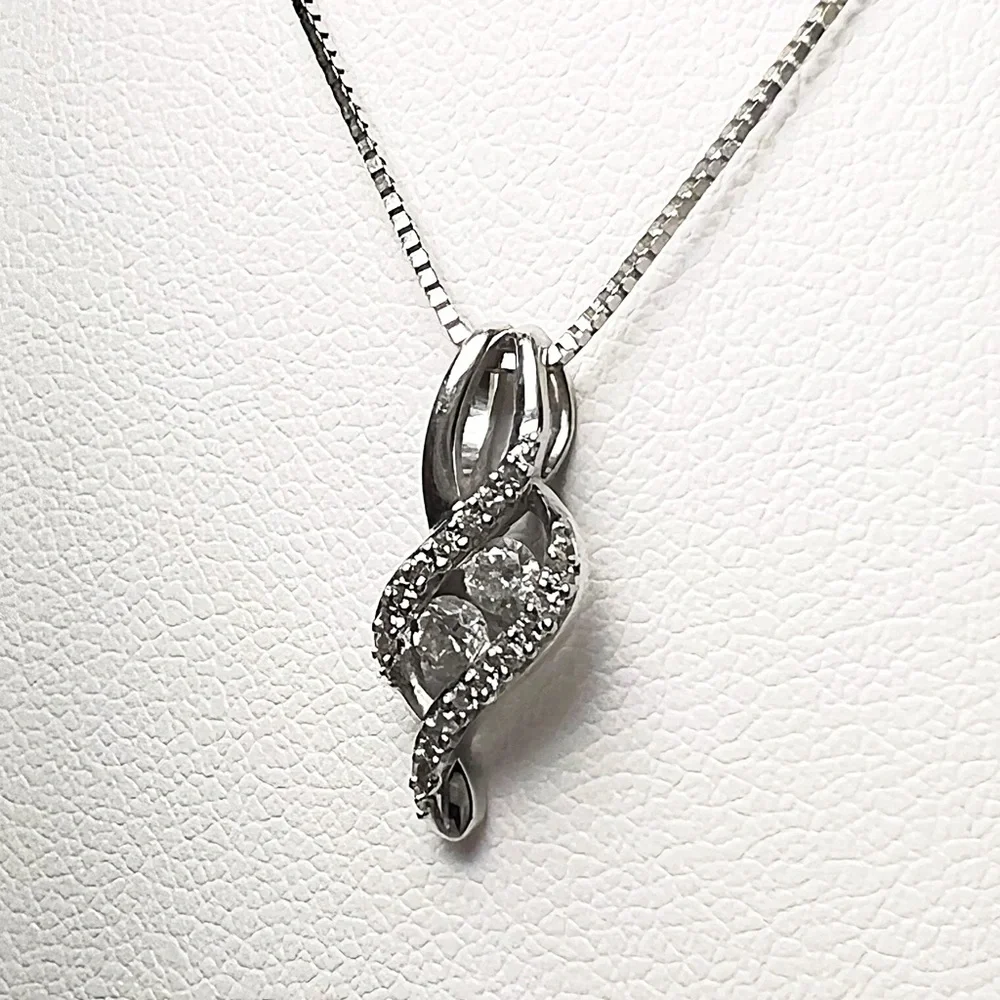 0.20 ctw Round Diamond Swirl Pendant - Picture 3 of 5